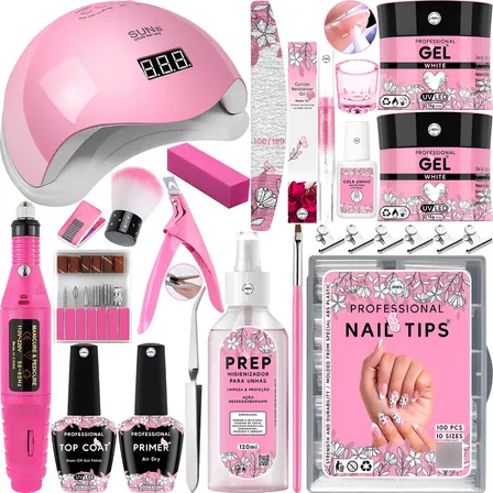 Kit Unhas De Gel Cabine Lixadeira Alongamento Extensão