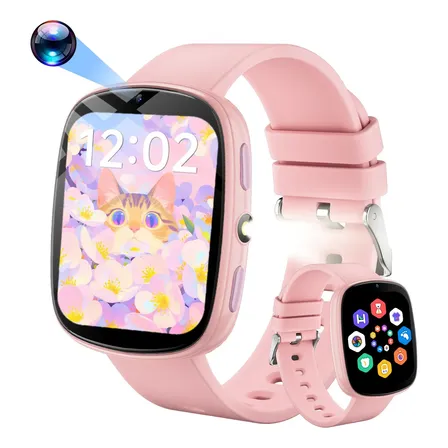 Reloj Inteligente Infantil Con Cámara 18 Juegos Rosa