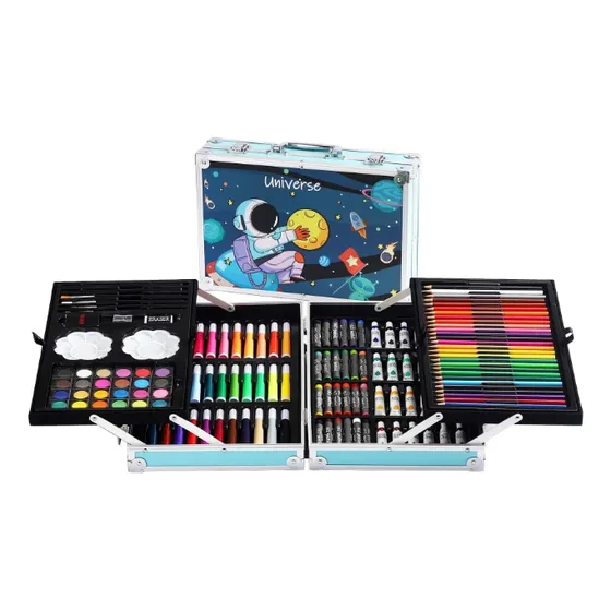 Kit Dibujo Niño 145 Piezas Pintura Arte En Maleta Aluminio