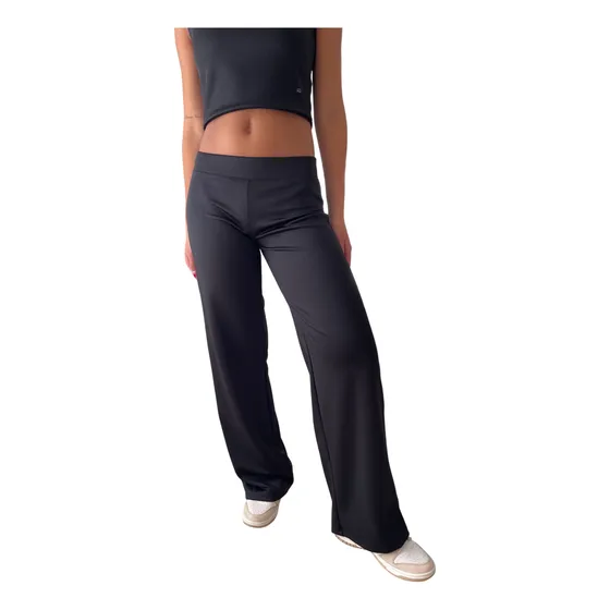 Pantalon Mujer Tipo Calza Tiro Bajo Oxford Con Elástico