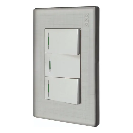 Placa Metálica 3 Apagador Escalera 10 Pzas Adir 4675