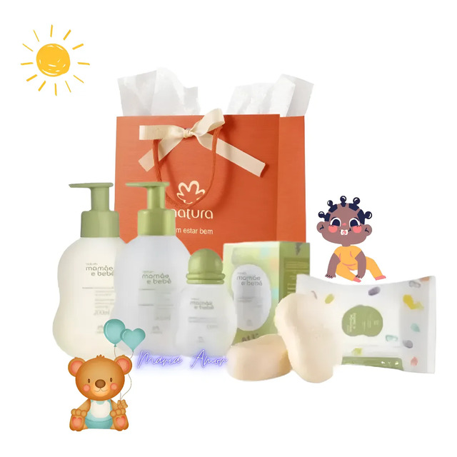 Kit Mamãe Bebê Natura-chá De Bebê -maternidade Verde