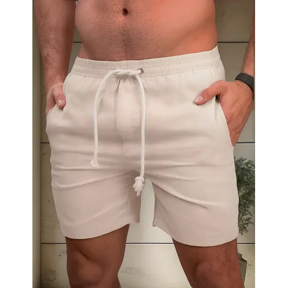 Short Masculino Bermuda Visco Linho Com Bolso