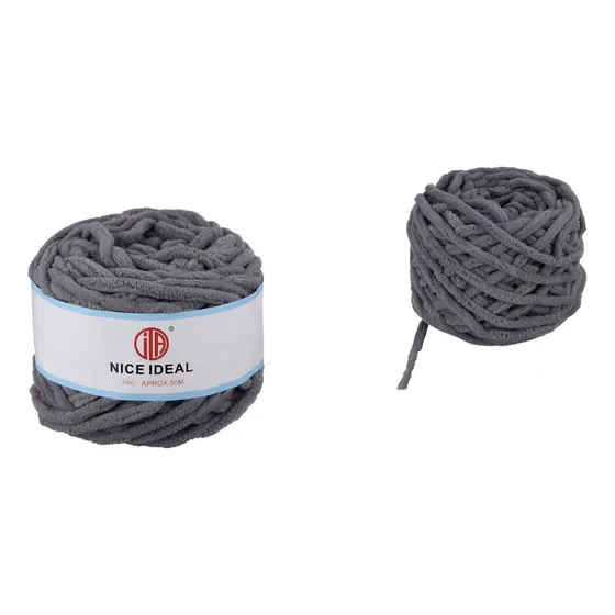Lana Chenille 100grs. Pack 6. Unidades Color Gris Oscuro