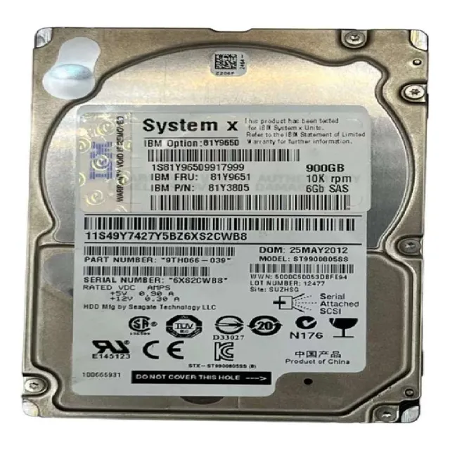 Hd Ibm 900gb 10k 2.5 Sas 6gb/s 81y9651 81y3805 81y9650 Color plateado