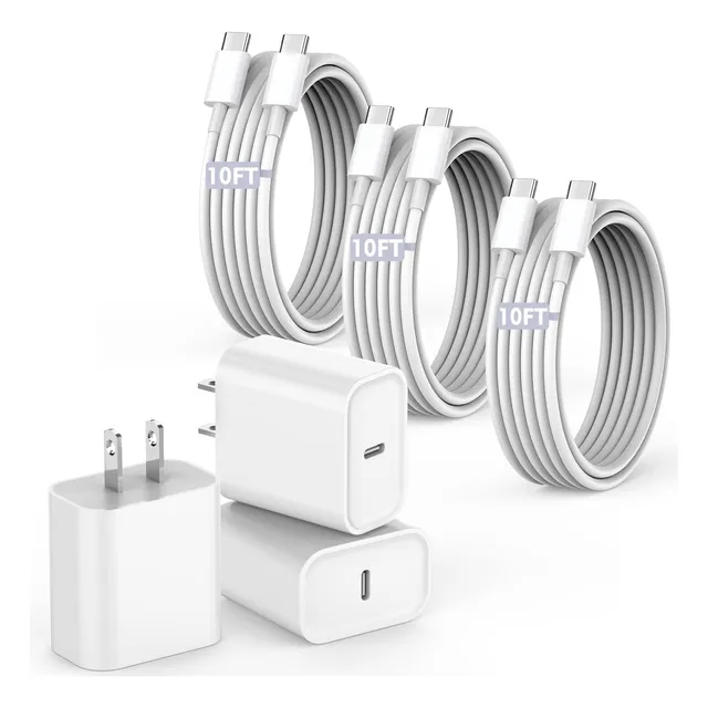 Cable Usb C A C De 10 Pies Para iPhone 16/15 (3 Unidades)