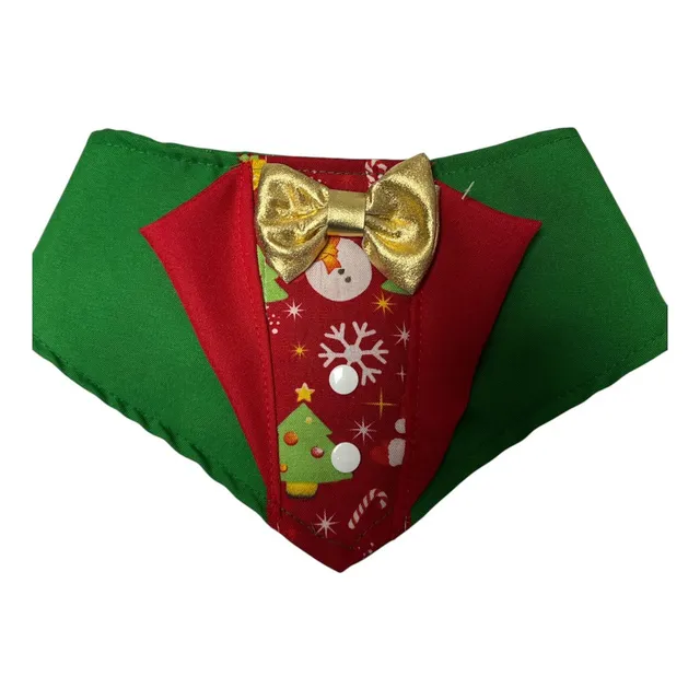 Bandanas Navideña Para Mascota, Color Verde Con Lazo Talla S