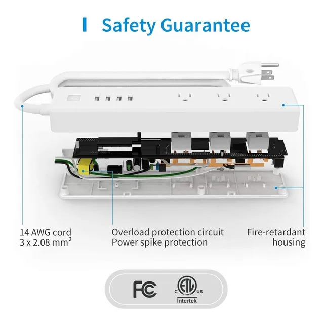 Meross Smart Power Strip Compatible Con Apple Homekit, Siri,
