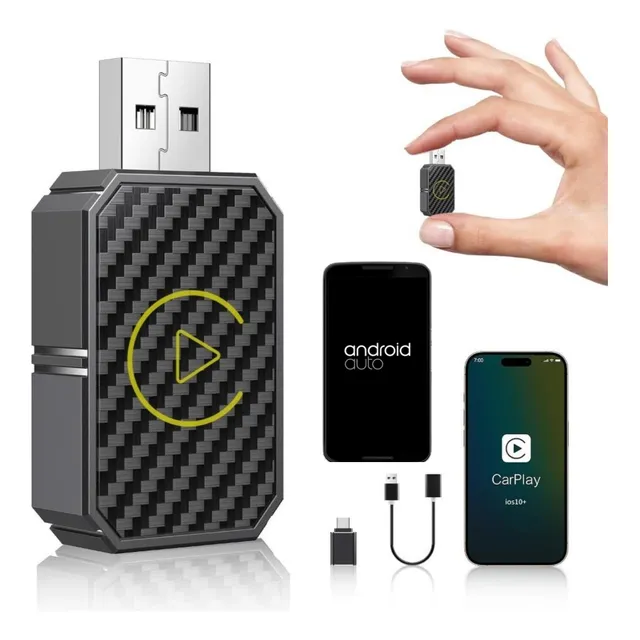 Adaptador Carplay Sem Fio Usb 2 Em 1 Ios + Android