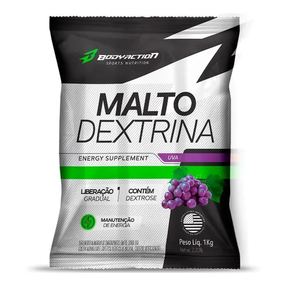 Suplemento Em Pó Bodyaction Malto Dextrina Sabor Uva Em Saco