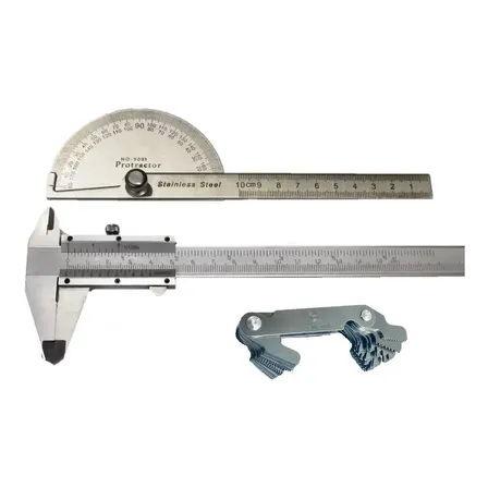Transferidor Grau + Paquimetro Universal 150mm + C. De Rosca
