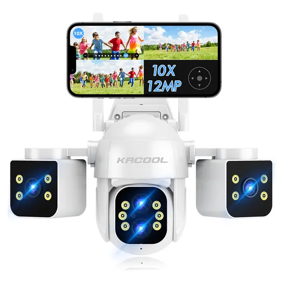 Cámara De Seguridad Wifi Kacool® Tres Lentes 360°y Zoom 10x