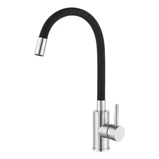 Canilla Monocomando Flexible Griferia Cocina Mesada Negro