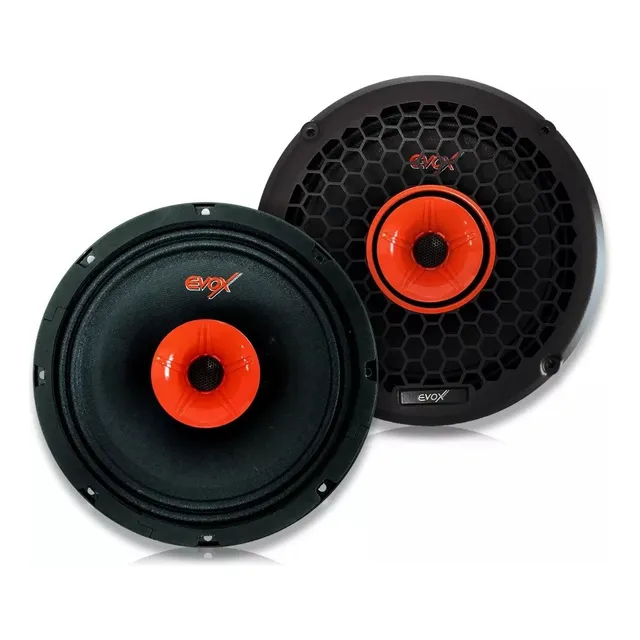 2 Medios Rangos Con Driver De 8'' 350w Rms 8 Ohm Evox Evx8dr Color Naranja