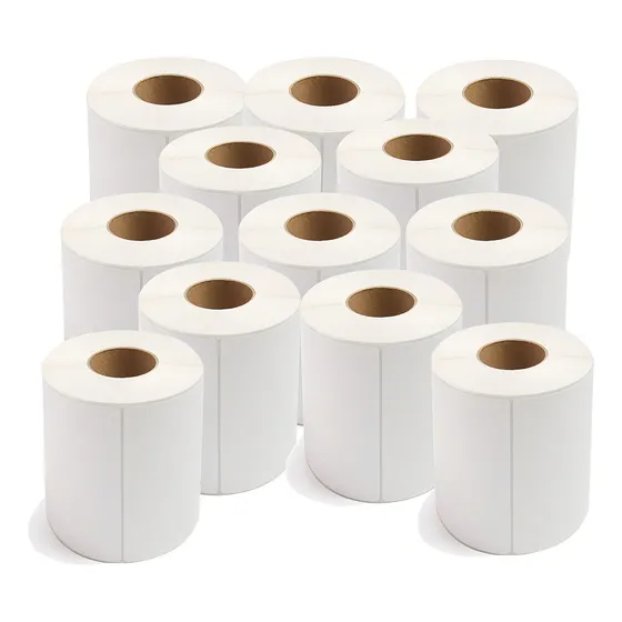 12 Rollos De Etiquetas Térmicas Troqueladas De 100x190mm Color Blanco