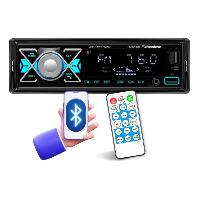 Rádio Mp3 Roadstar Bluetooth Potente 2 Usb Carrega Celular