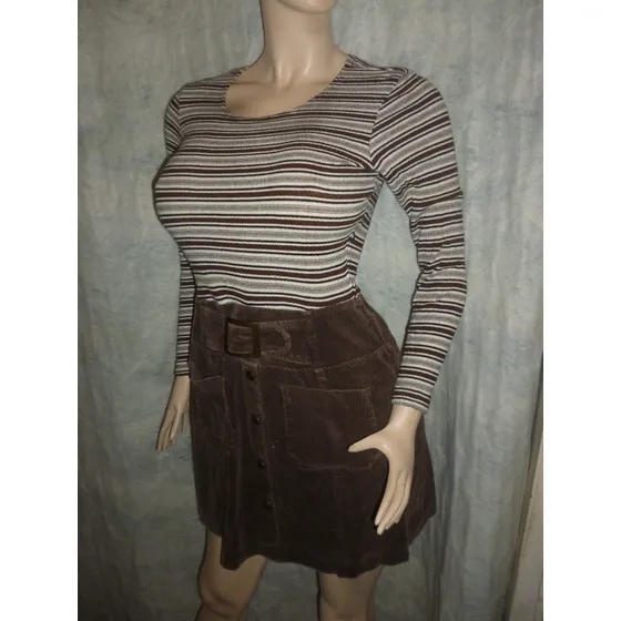 Vestido Marrón  De Raya - Talla M - 77cm De Largo - Concepts