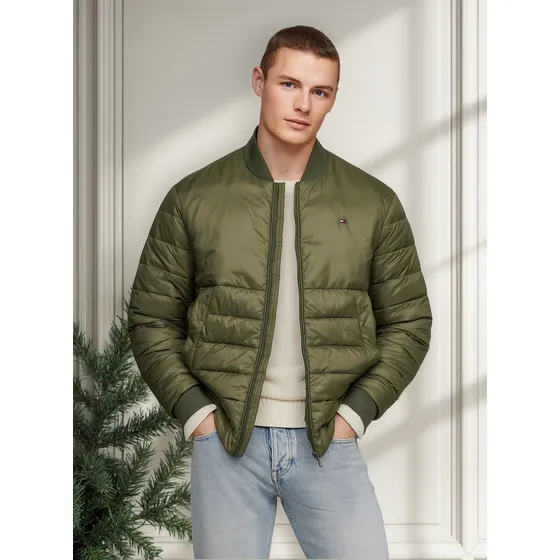 Chaqueta Verde Bomber Acolchada Repelente Al Agua Tommy Hilfiger