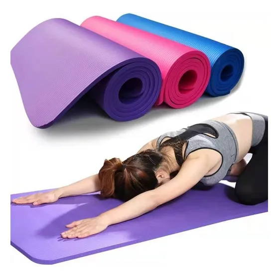 Mat Yoga Colchoneta 185x61 Cm Espesor 10mm Pilates Ejercicio Color Gris