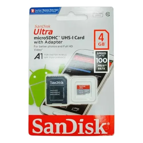 Memoria Micro Sd Sandisk 4gb Clase 10 C/adaptador