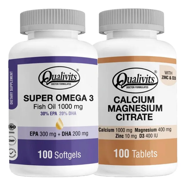 Calcio Magnesio Zinc Vitamina D3 Super Omega 3 100 Qualivits