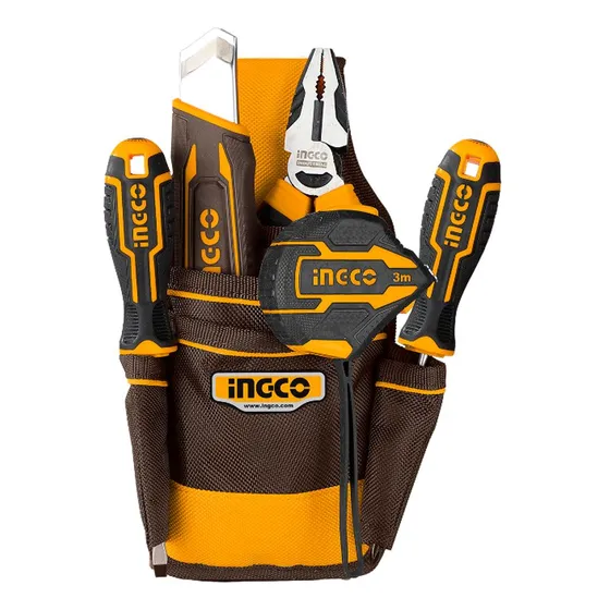 Ingco Htbp040128 bolsa coleto porta herramientas 5 bolsillos para cinturón carga 5kg