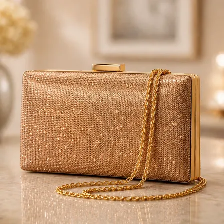 Bolsa Clutch Feminina Festa Madrinha Casamento Carteira Luxo Dourado-escuro Brilhoso Metal