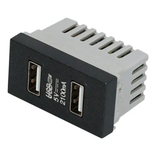 Módulo Usb Doble 1/3, Línea Premium, Color Negro Surtek