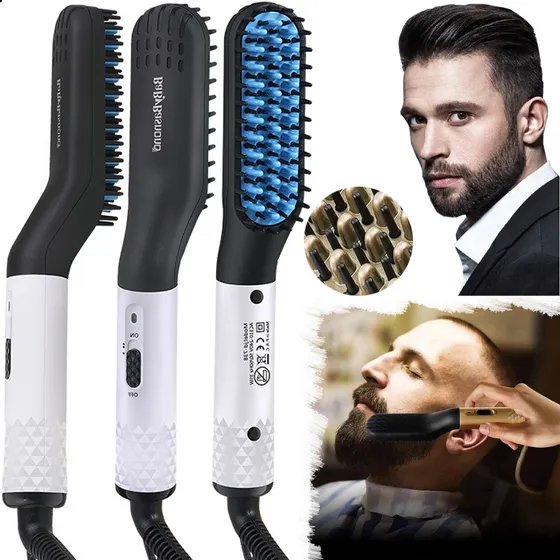 Plancha Peine Barba Cabello Hombre Cepillo Eléctrico Alisado