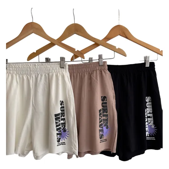 Short Rustico Finito Mujer Estampado Con Elastico Bolsillos