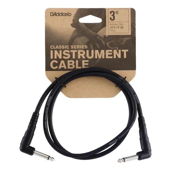 Planet Waves Classic Series, Ángulo Derecho, Negro, 3'