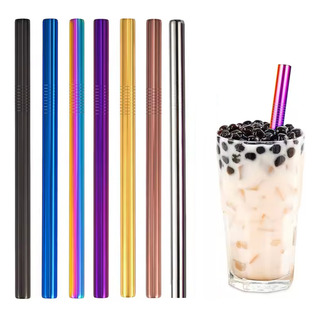 Set 7 Popote Metalico 12mm Acero Tapioca Con Cepillo Y Bolsa Set 7 Popote Metalico 12mm Acero Tapioca Con Cepillo Y Bolsa