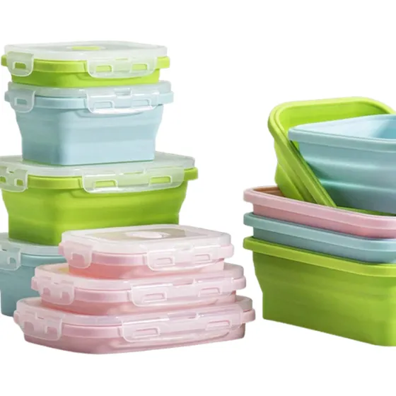 Porta Comida En Silicona Plegable Set X3