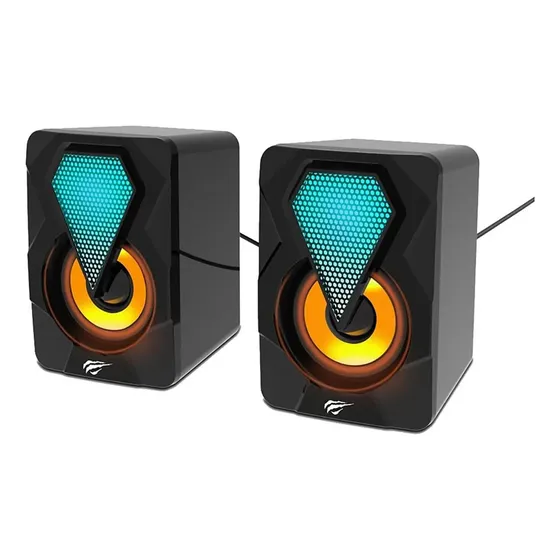 Mini altavoz USB Havit Rgb Sk-210, color negro