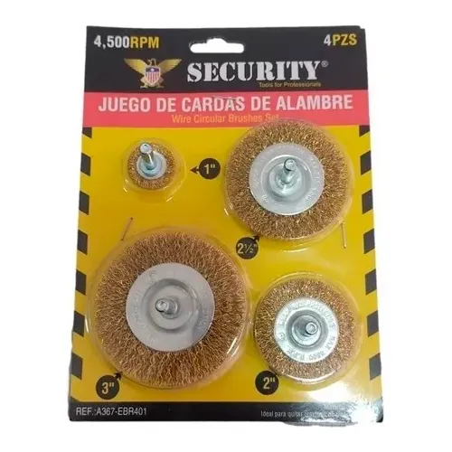 Cepillo De Alambre Latonado Juego 4 Piezas Para Taladro