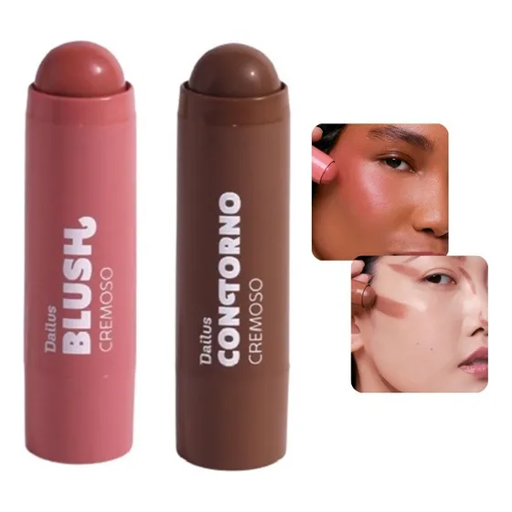 Kit Blush E Contorno Cremoso Dailus Cores Rosé E Caramelo