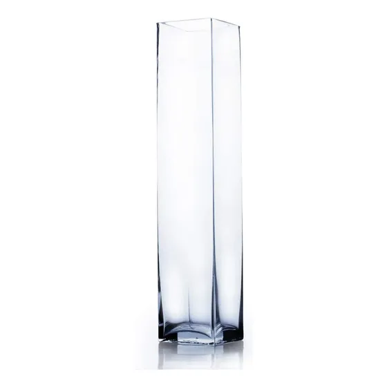 Florero Cuadrado Jarron Cristal Evento 60 X 12.5 Cms 4 Pzas