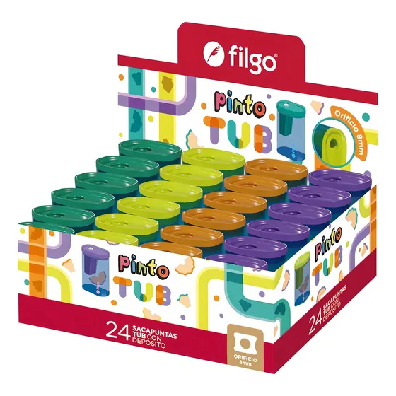 Sacapuntas Con Deposito Filgo Pinto Tub X 24 Unidades Color Surtidos