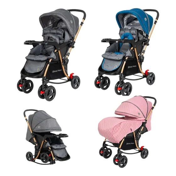 Coche Con Funcion Mecedora Para Bebe Babykits Flip Color Azul Chasis Negro