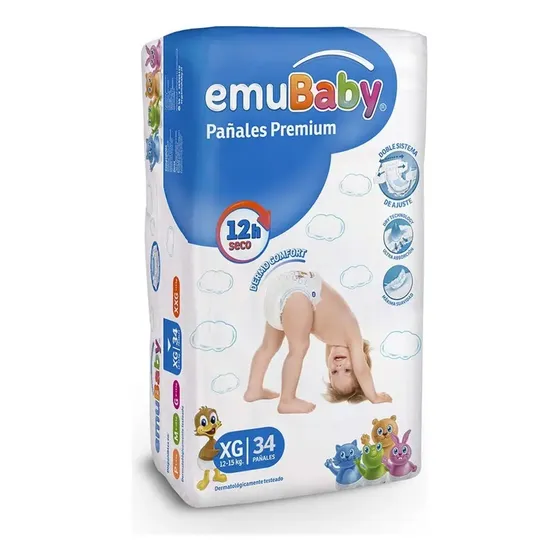 Pañales premium sin género Xg 34 unidades Emubaby | Cuotas sin interés