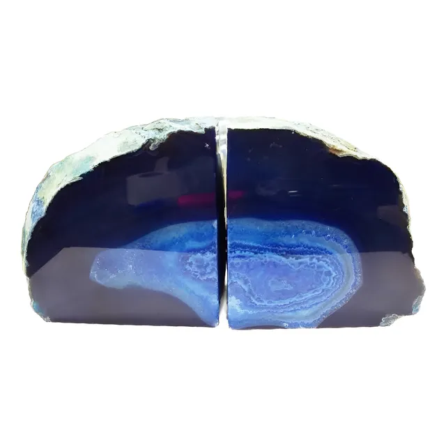 Porta Cd Livro De Geodo De Àgata Azul 2 Pedras Polidas C1012