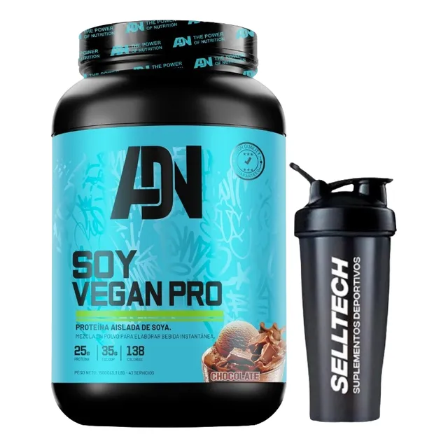 Proteína Adn Soy Vegan Protein 1.5kg Chocolate + Shaker