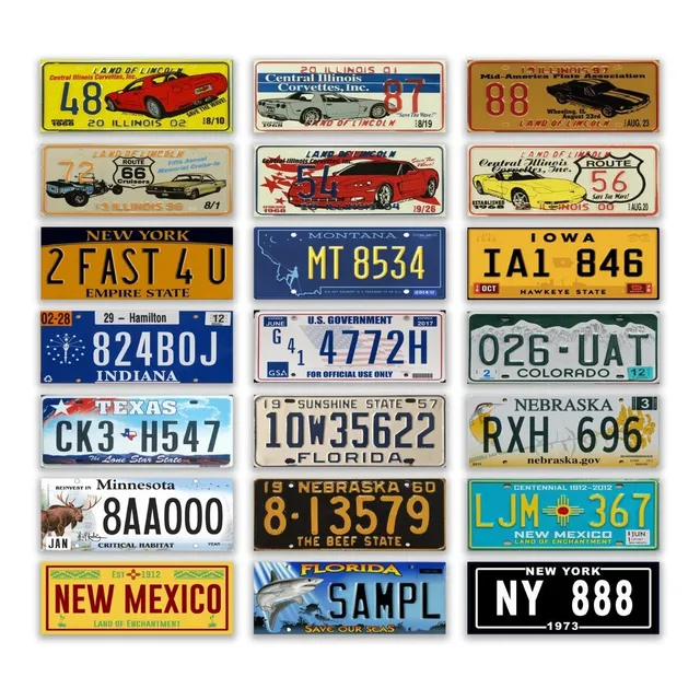 Kit 21 Placas Decorativas De Carros Estilo Retro Antigas Eua