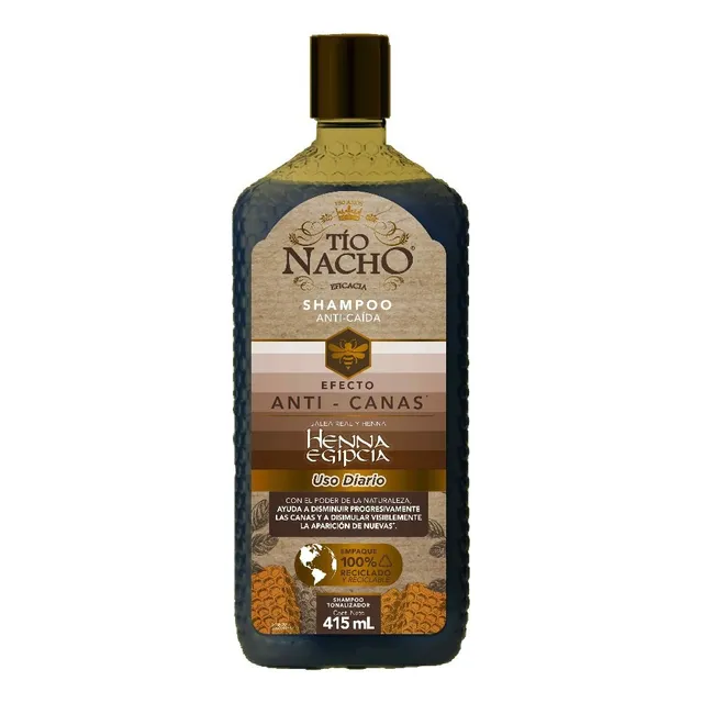 Shampoo Tío Nacho Efecto Anti-canas Henna Egipcia Con 415ml