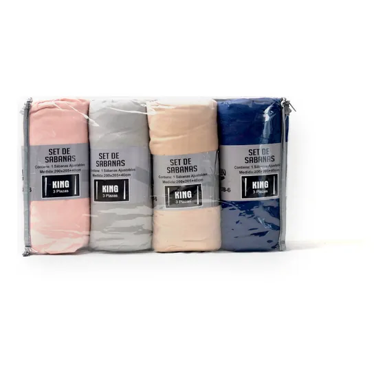 Sabanas Ajustables King Size Pack X4 Colchon Alto - Lisos