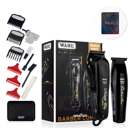 Maquinas Wahl Barber Combo Cordless Color Negro Con Holograma Clipper Magic Clip Mas Trimmer Detailer Li Para Barbería Maquinas Wahl Barber Combo Cordless Color Negro Con Holograma Clipper Magic Clip Mas Trimmer Detailer Li Para Barbería