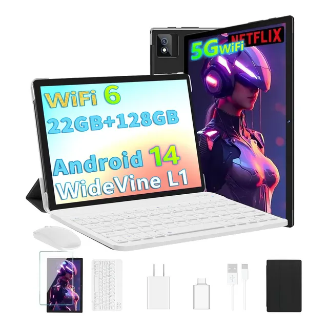 Tablet 10.1 22gb+128gb 8core Android 14 Con Teclado Raton