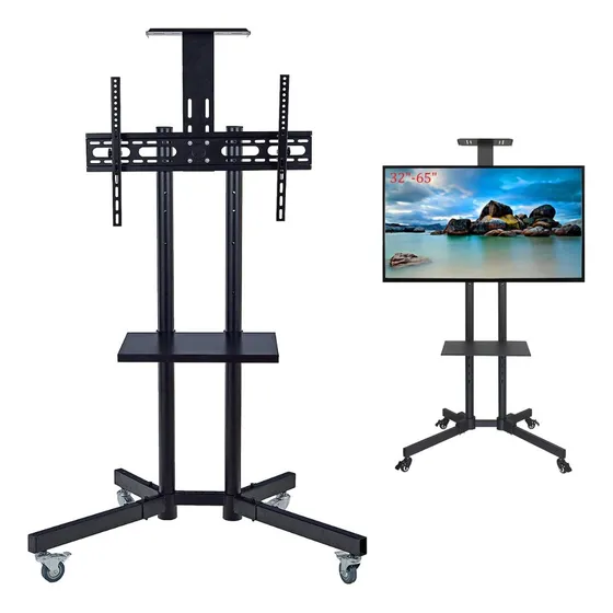 Soporte Movil Para Tv Con Ruedas De Pie Monitor 32 A 65 Negro