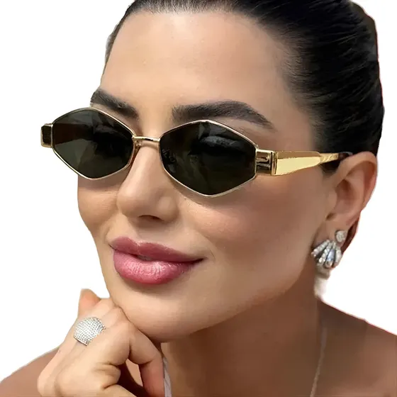 Óculos De Sol Hexagono Cobre Moda Tendencia 2025 Unisex Luxo