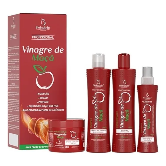 Tratamento Para Cabelos Profissional Vinagre De Maça 4 Itens